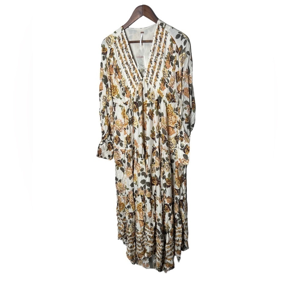 Free People Ivory Combo Rows of Roses Maxi Dress - Picture 8 of 17